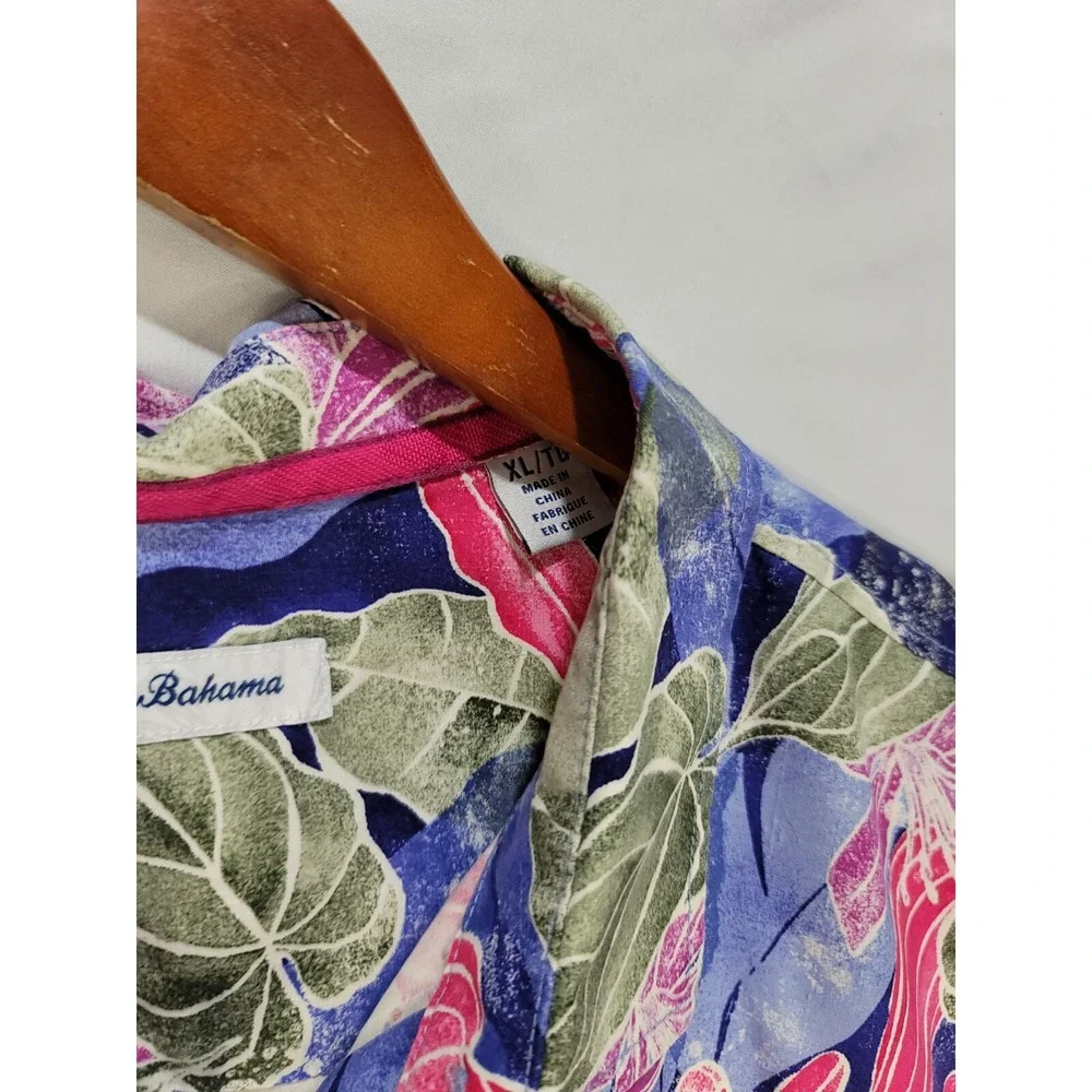 Tommy Bahama 100% Silk Ibiza Beach Club Island Blue Pink Mens‎ Size XL Floral - Picture 4 of 9